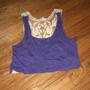 Purple top with knitting in back